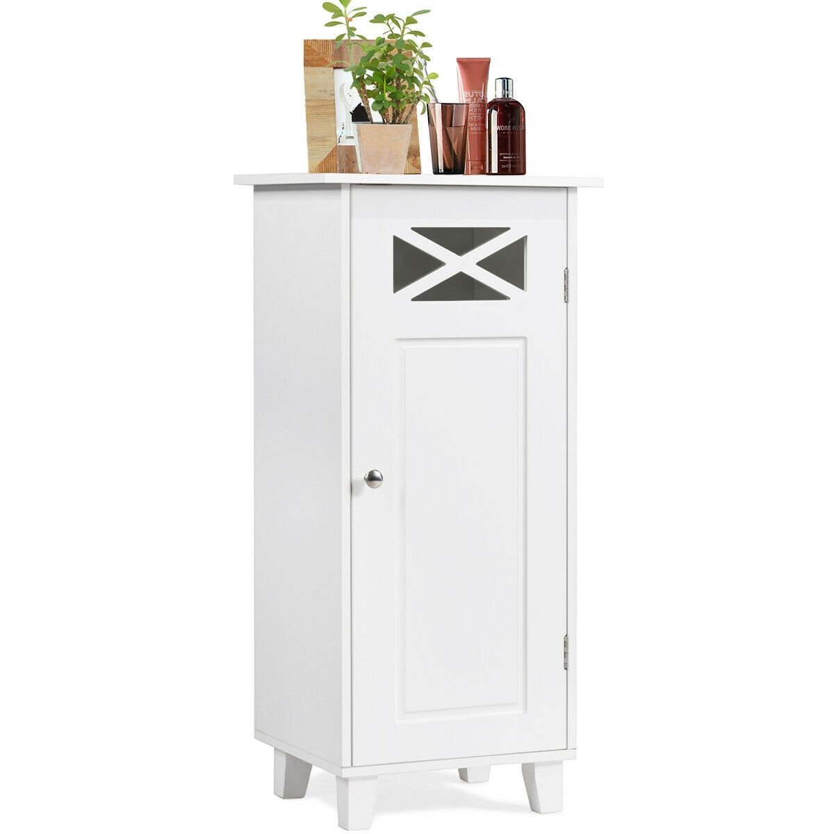 Bathroom Cabinet Free Standing Storage Side Table Organizer, White - Gallery Canada