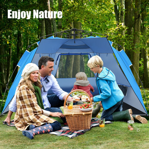 Easy Pop Up Beach Tent UPF 50+ Portable Sun Shelter-Blue for 3-4 Person, Blue