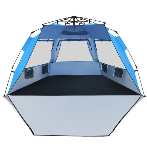 Easy Pop Up Beach Tent UPF 50+ Portable Sun Shelter-Blue for 3-4 Person, Blue