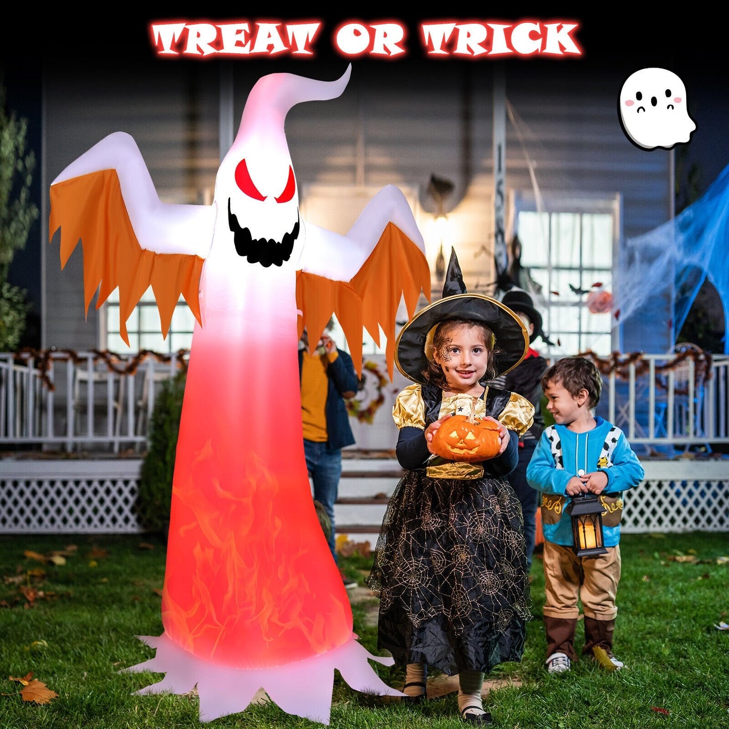 6 Feet Halloween Inflatable Ghost Quick Blow up Halloween Décor with LED Lights, White Halloween   at Gallery Canada