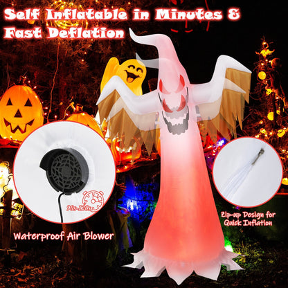6 Feet Halloween Inflatable Ghost Quick Blow up Halloween Décor with LED Lights, White - Gallery Canada