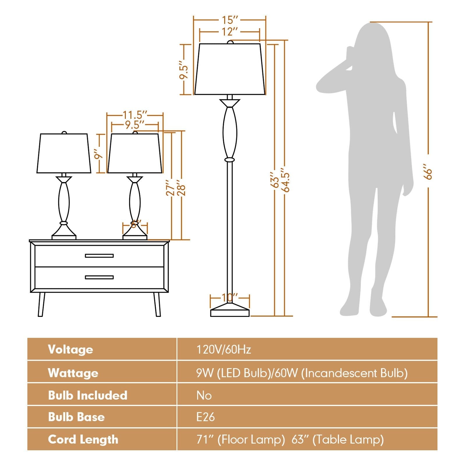 3-Piece Modern Nickel Finish Lamp Set, Silver Table & Floor Lamps   at Gallery Canada