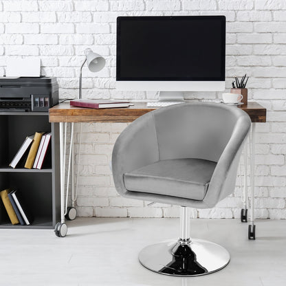 360 Degree Swivel Makeup Stool Accent Chair with Round Back and Metal Base, Gray Accent Chairs   at Gallery Canada