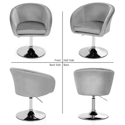 360 Degree Swivel Makeup Stool Accent Chair with Round Back and Metal Base, Gray Accent Chairs   at Gallery Canada