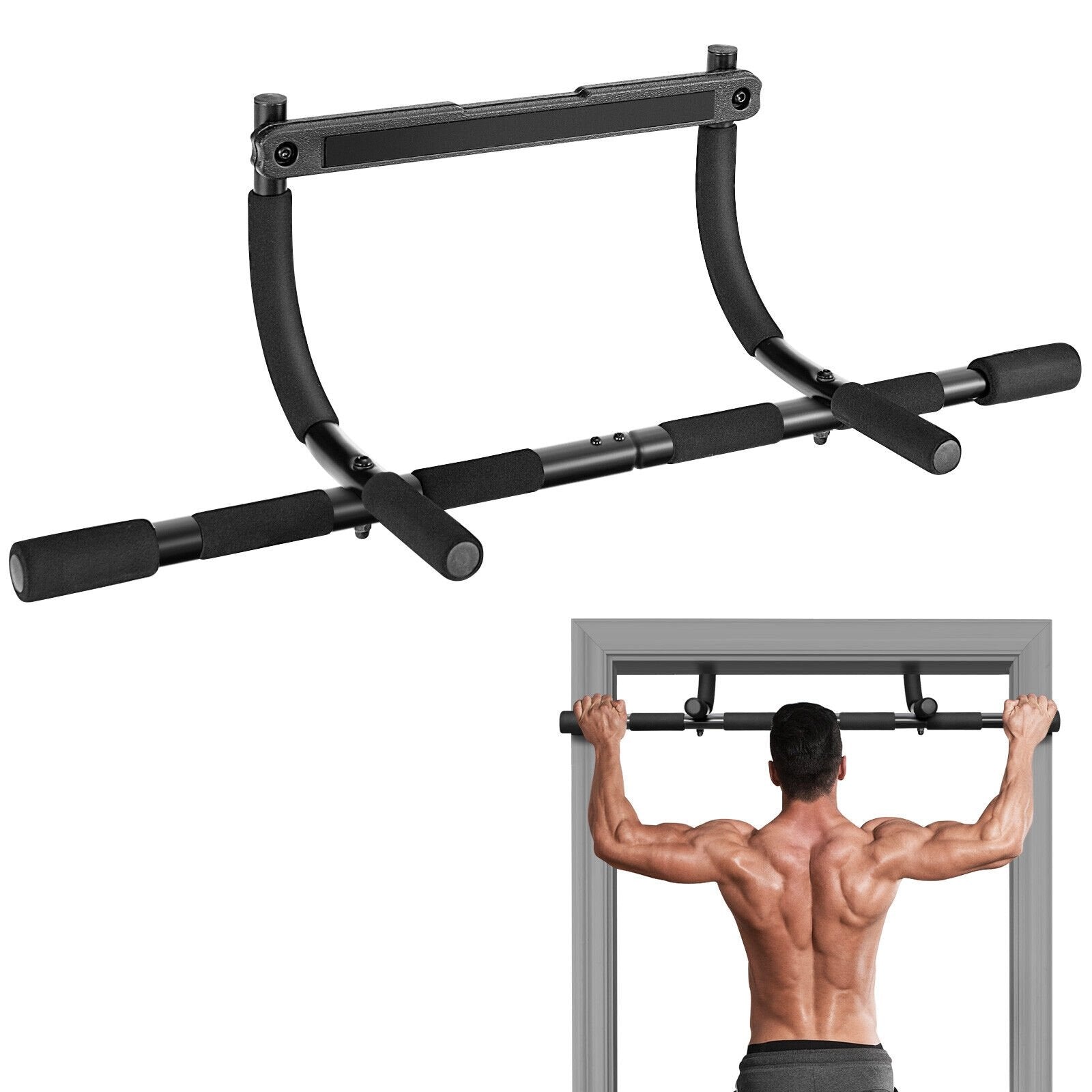 Multi-Grip Doorway Pull Up Bar with Foam Grips, Black Benches Racks & Bars   at Gallery Canada