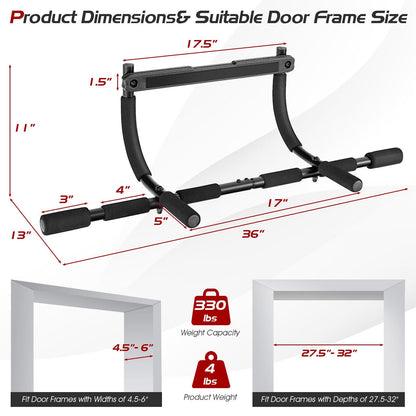 Multi-Grip Doorway Pull Up Bar with Foam Grips, Black Benches Racks & Bars   at Gallery Canada