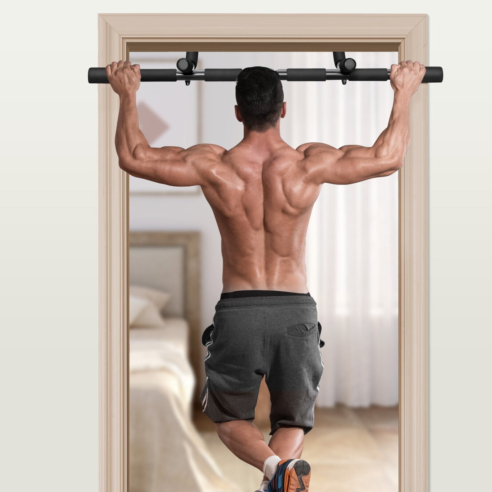 Multi-Grip Doorway Pull Up Bar with Foam Grips, Black Benches Racks & Bars   at Gallery Canada