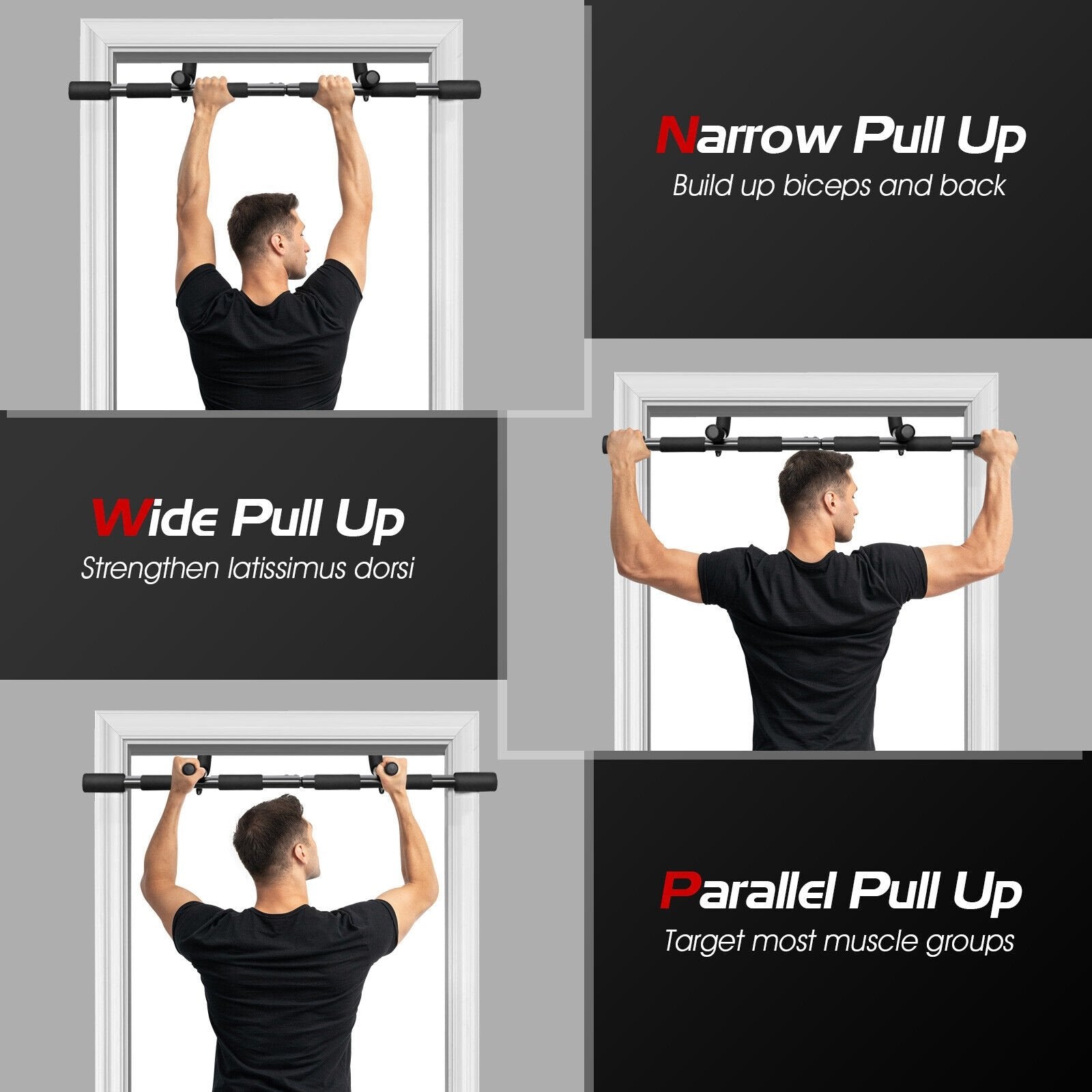 Multi-Grip Doorway Pull Up Bar with Foam Grips, Black Benches Racks & Bars   at Gallery Canada