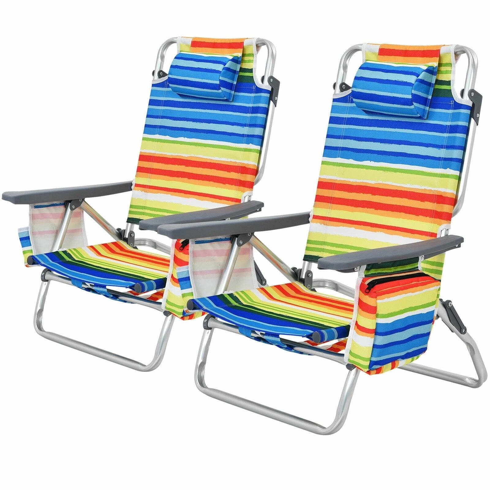 4-Pack 5-Position Outdoor Folding Backpack Beach Reclining Chair with Pillow, Yellow Beach & Lawn Chairs   at Gallery Canada