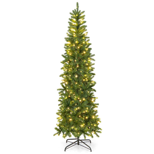 7.5 Feet Pre-lit Full Artificial Christmas Tree with Warm White and Multi-color LED Lights, Green Christmas Tree   at Gallery Canada