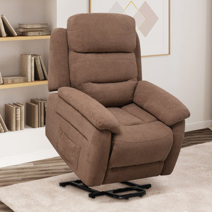 Power Lift Recliner Sofa with Side Pocket and Remote Control, Brown Recliners   at Gallery Canada