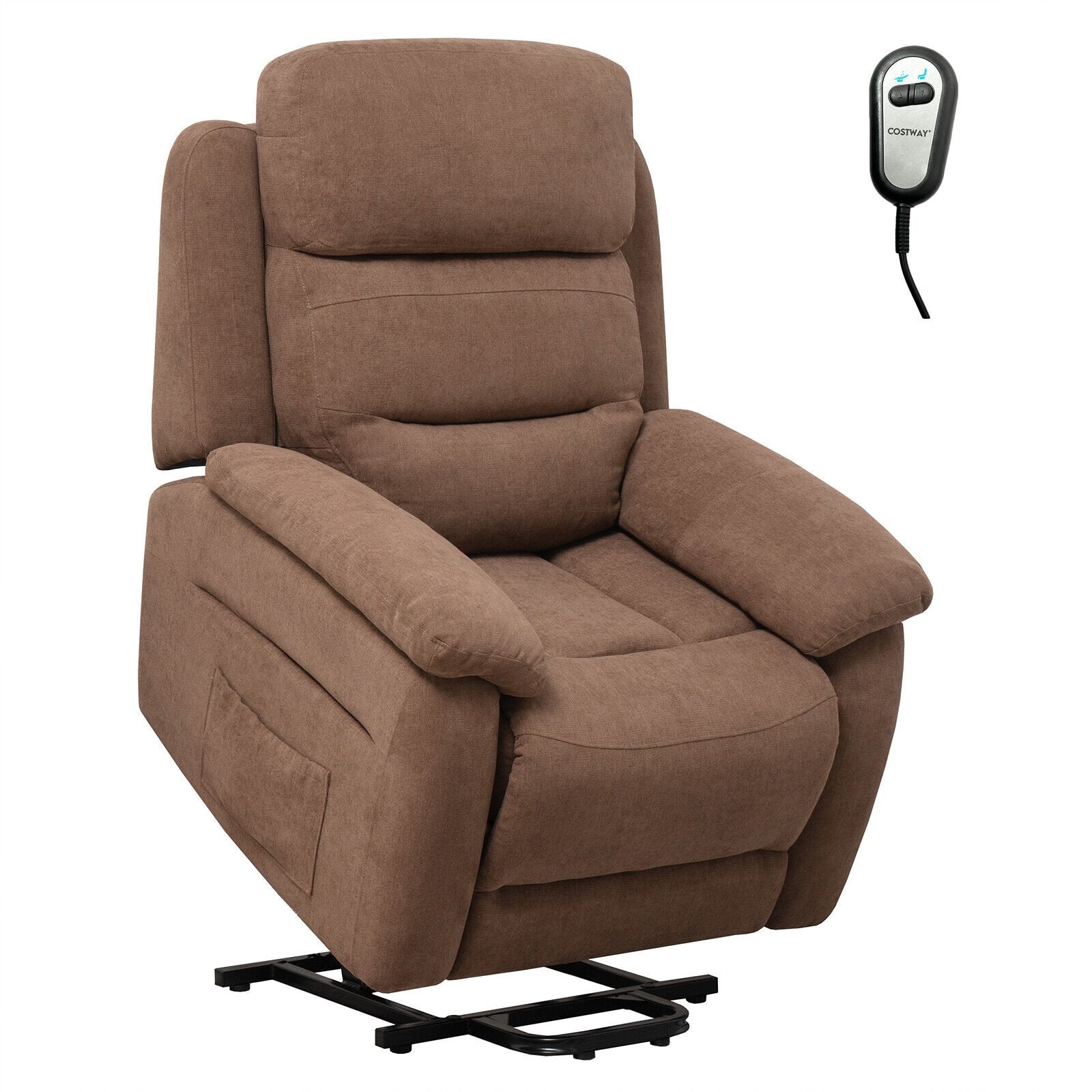 Power Lift Recliner Sofa with Side Pocket and Remote Control, Brown Recliners   at Gallery Canada