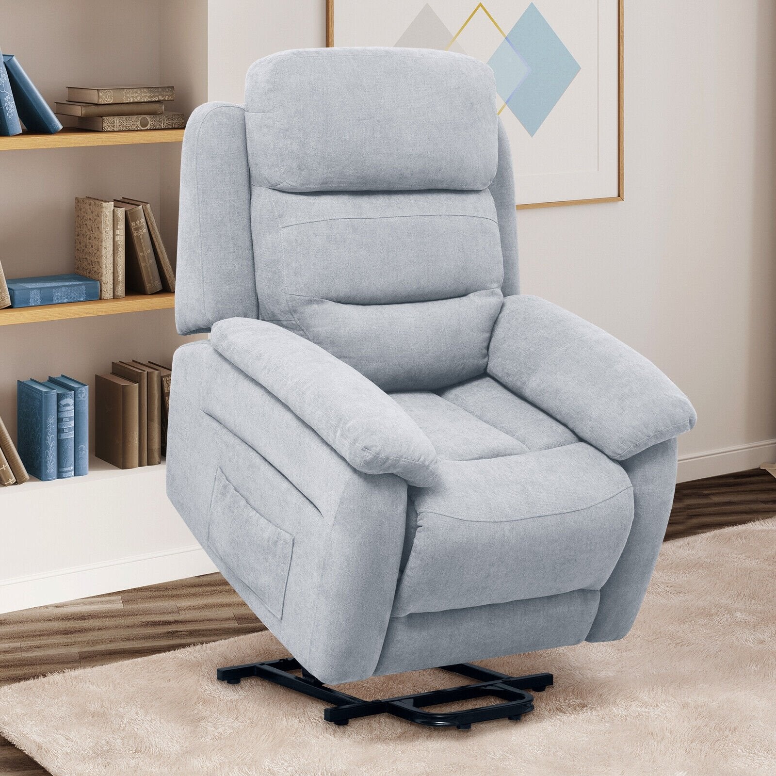 Power Lift Recliner Sofa with Side Pocket and Remote Control, Gray Recliners   at Gallery Canada