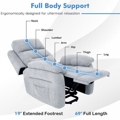 Power Lift Recliner Sofa with Side Pocket and Remote Control, Gray Recliners   at Gallery Canada