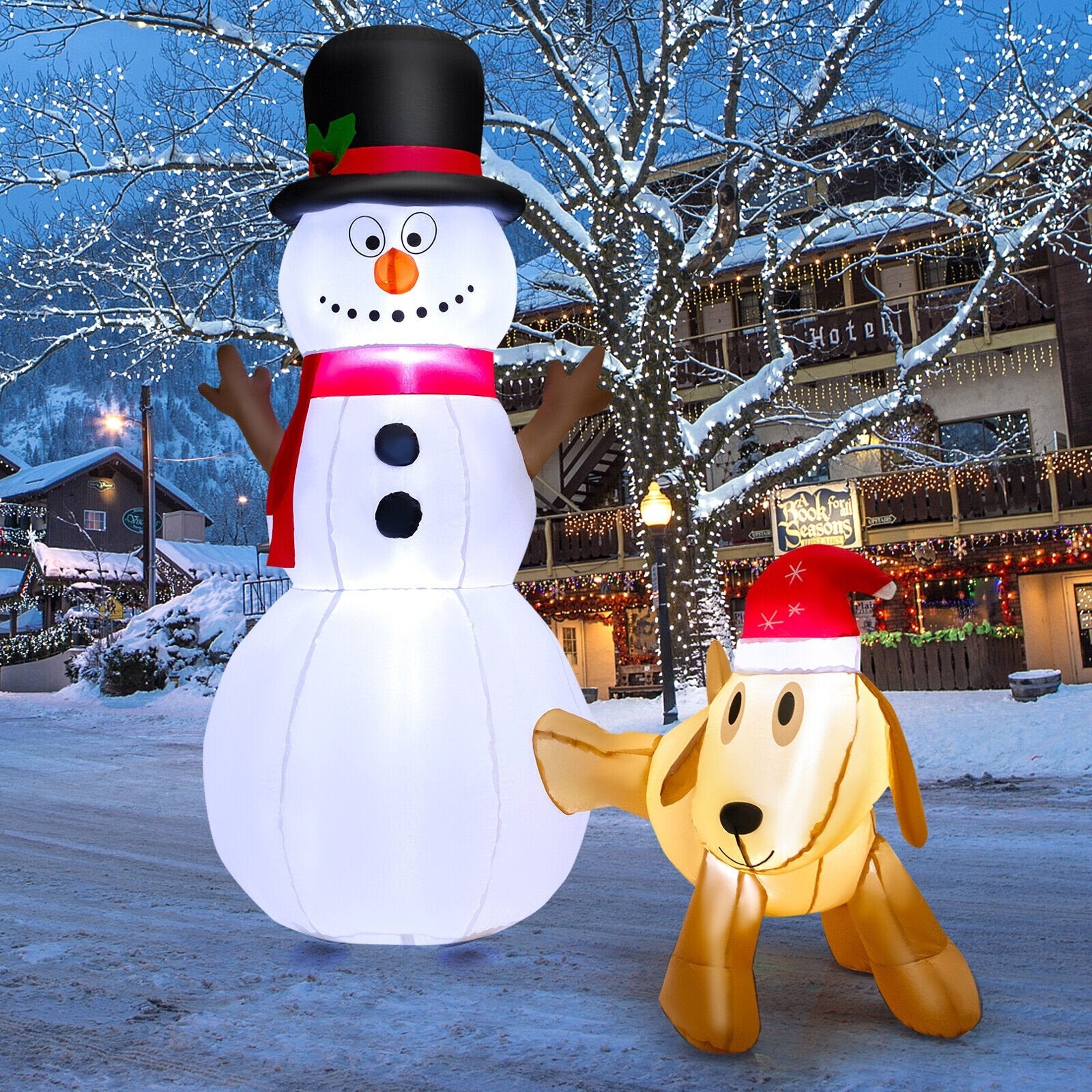 6 Feet Tall Inflatable Snowman and Dog Set Christmas Decoration with LED Lights, White Christmas Inflatables   at Gallery Canada