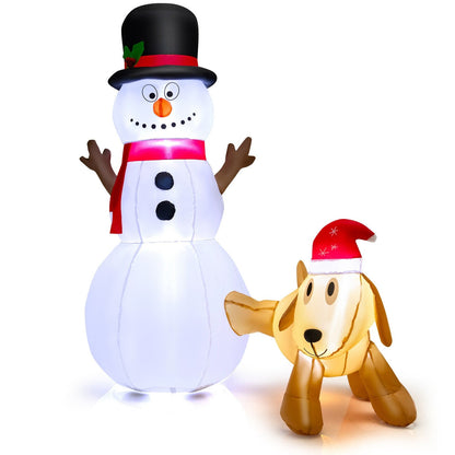 6 Feet Tall Inflatable Snowman and Dog Set Christmas Decoration with LED Lights, White Christmas Inflatables   at Gallery Canada