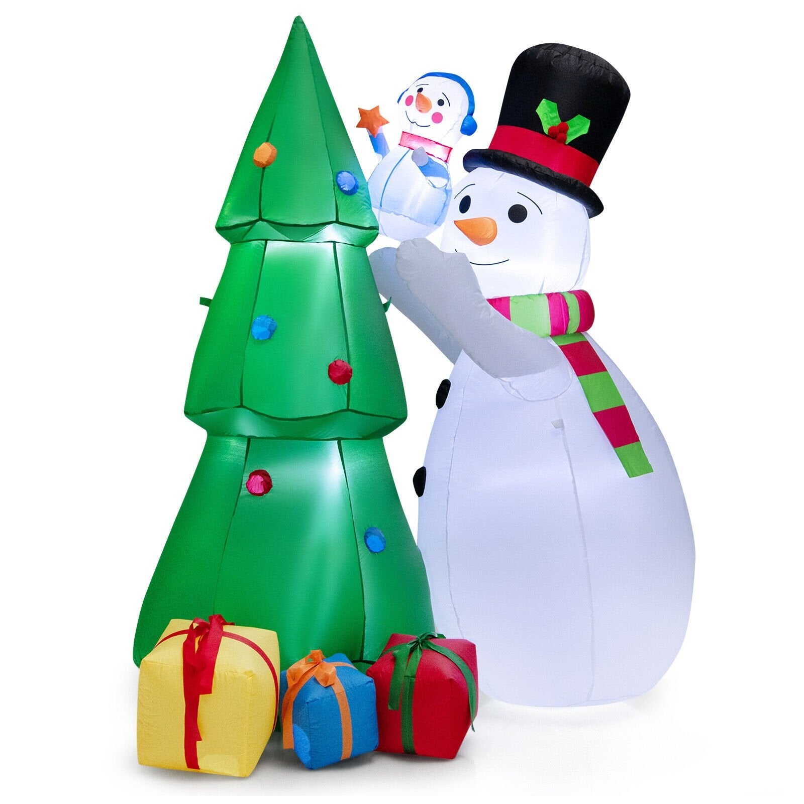 6 Feet Tall Inflatable Christmas Snowman and Tree Decoration Set with LED Lights, Multicolor Christmas Inflatables   at Gallery Canada