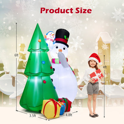 6 Feet Tall Inflatable Christmas Snowman and Tree Decoration Set with LED Lights, Multicolor Christmas Inflatables   at Gallery Canada