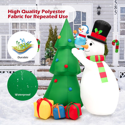 6 Feet Tall Inflatable Christmas Snowman and Tree Decoration Set with LED Lights, Multicolor Christmas Inflatables   at Gallery Canada