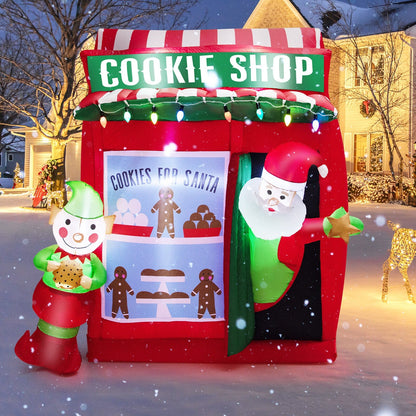 6.3 Feet Inflatable Gingerbread Cookie Shop with Santa Claus, Red Christmas Inflatables   at Gallery Canada