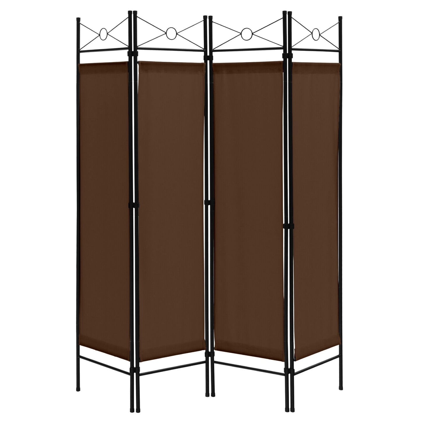 6 Feet 4-Panel Folding Freestanding Room Divider, Brown Room Dividers   at Gallery Canada