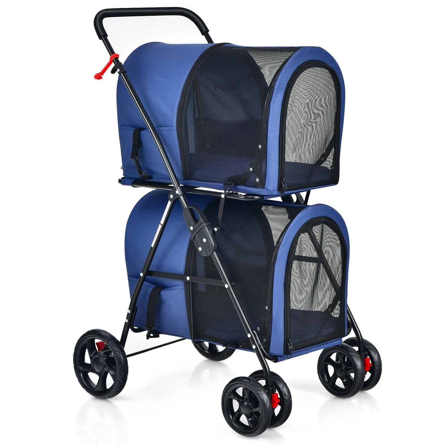 4-in-1 Double Pet Stroller with Detachable Carrier and Travel Carriage, Blue - Gallery Canada