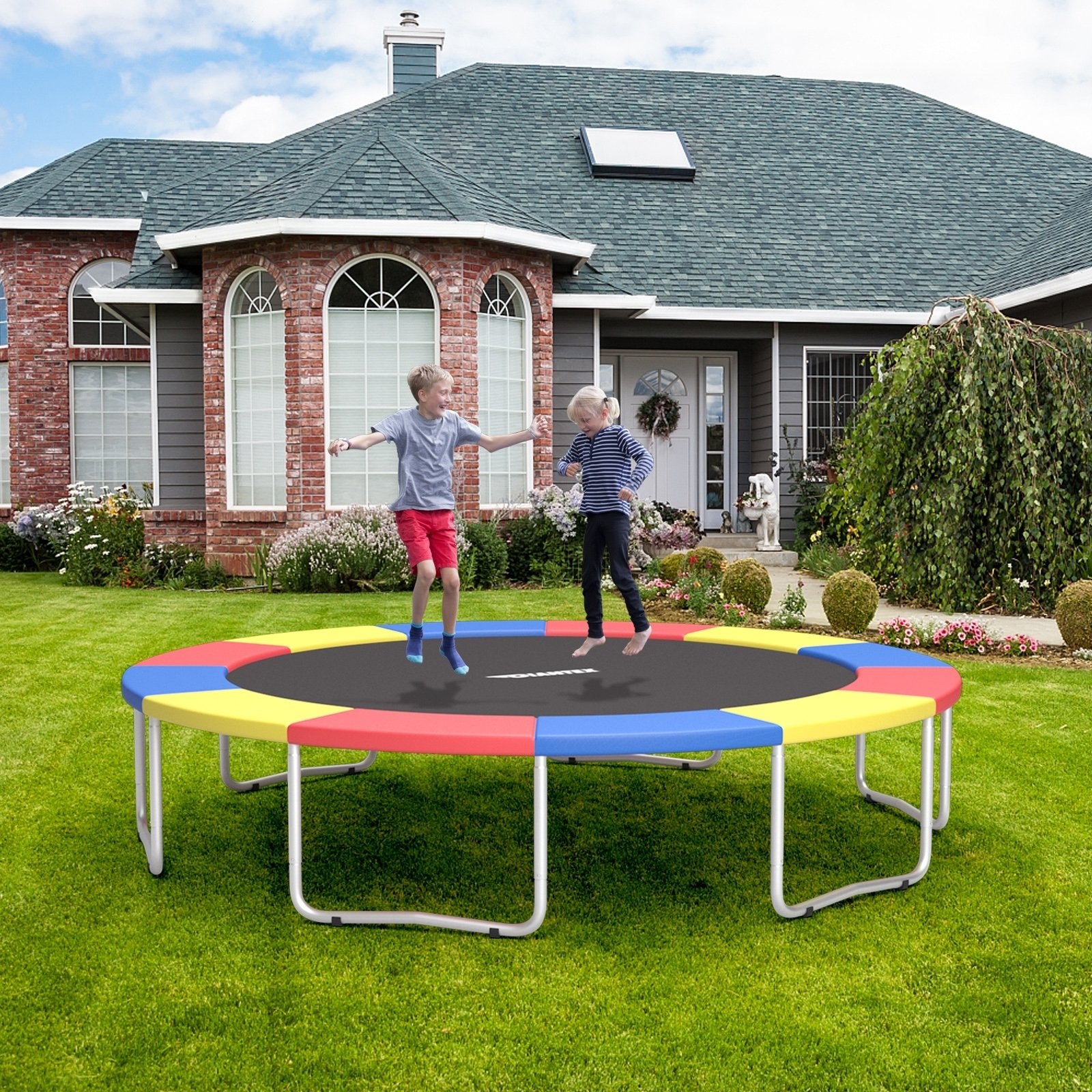 8/10/12/14/15/16 Feet Universal Trampoline Spring Cover-Multicolor-16 ft, Multicolor Trampoline Accessories   at Gallery Canada