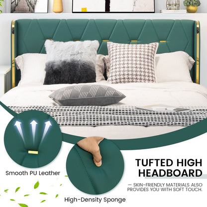 Full/Queen Size Upholstered Bed Frame with 4 Drawers-Green-Full Size, Green Simple Bed Frame   at Gallery Canada