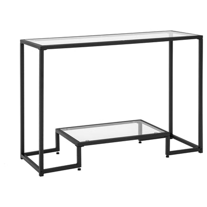 Entryway Console Sofa Side Table with Tempered Glass, Black - Gallery Canada