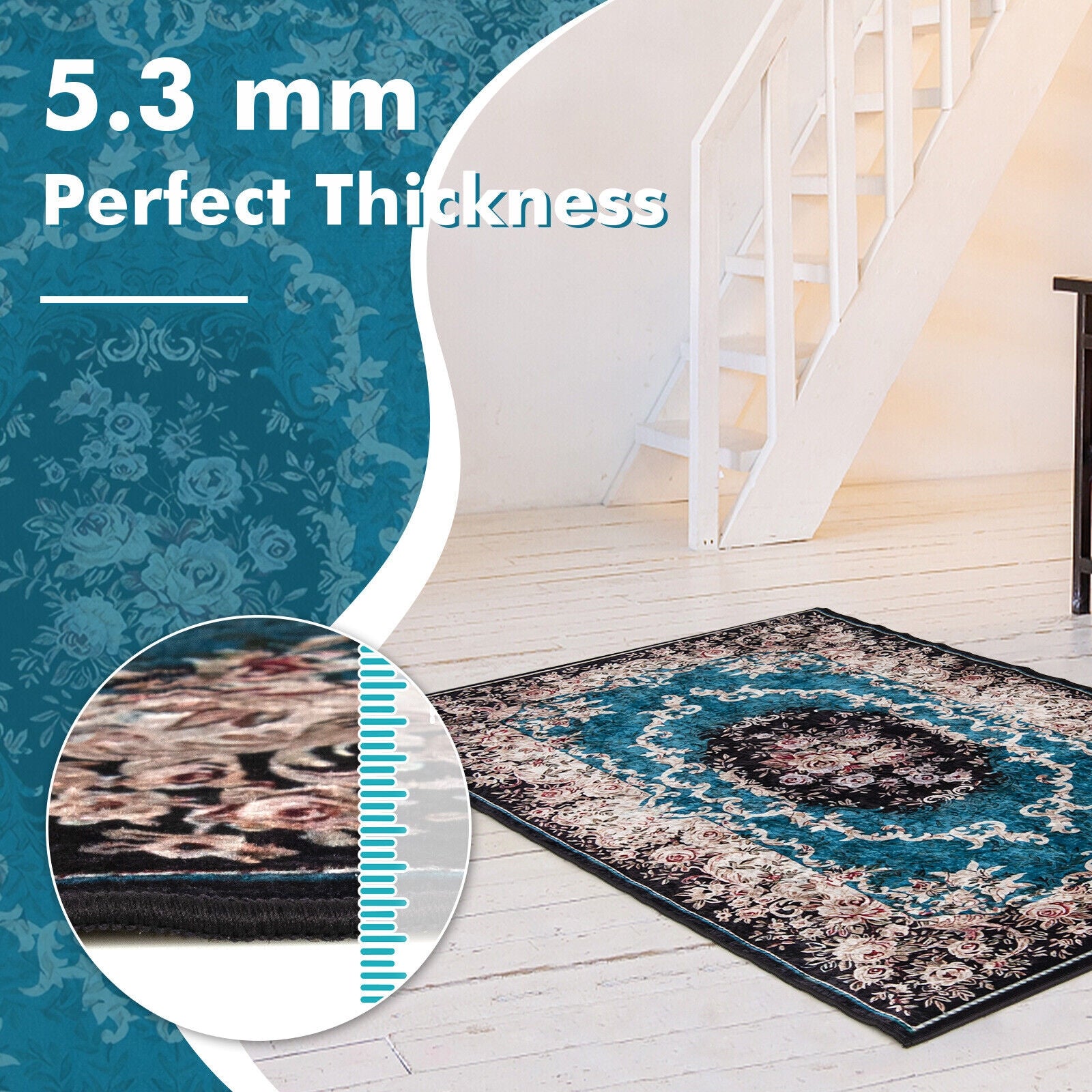 Area Rug with Non-Shedding Surface and Anti-slip Bottom-S, Multicolor Rugs at Gallery Canada
