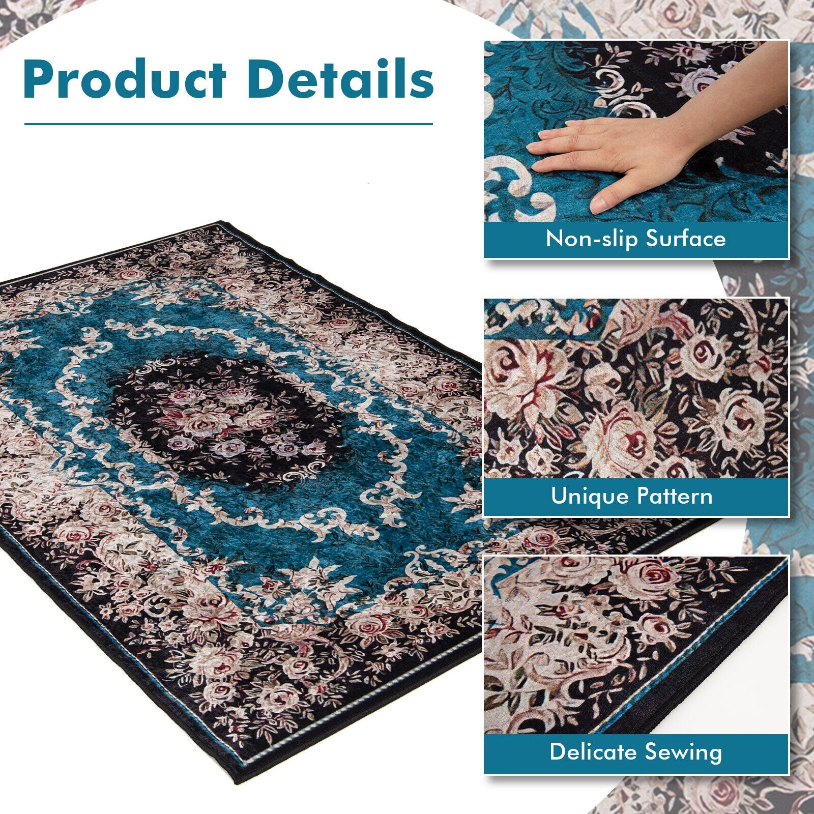Area Rug with Non-Shedding Surface and Anti-slip Bottom-S, Multicolor Rugs at Gallery Canada