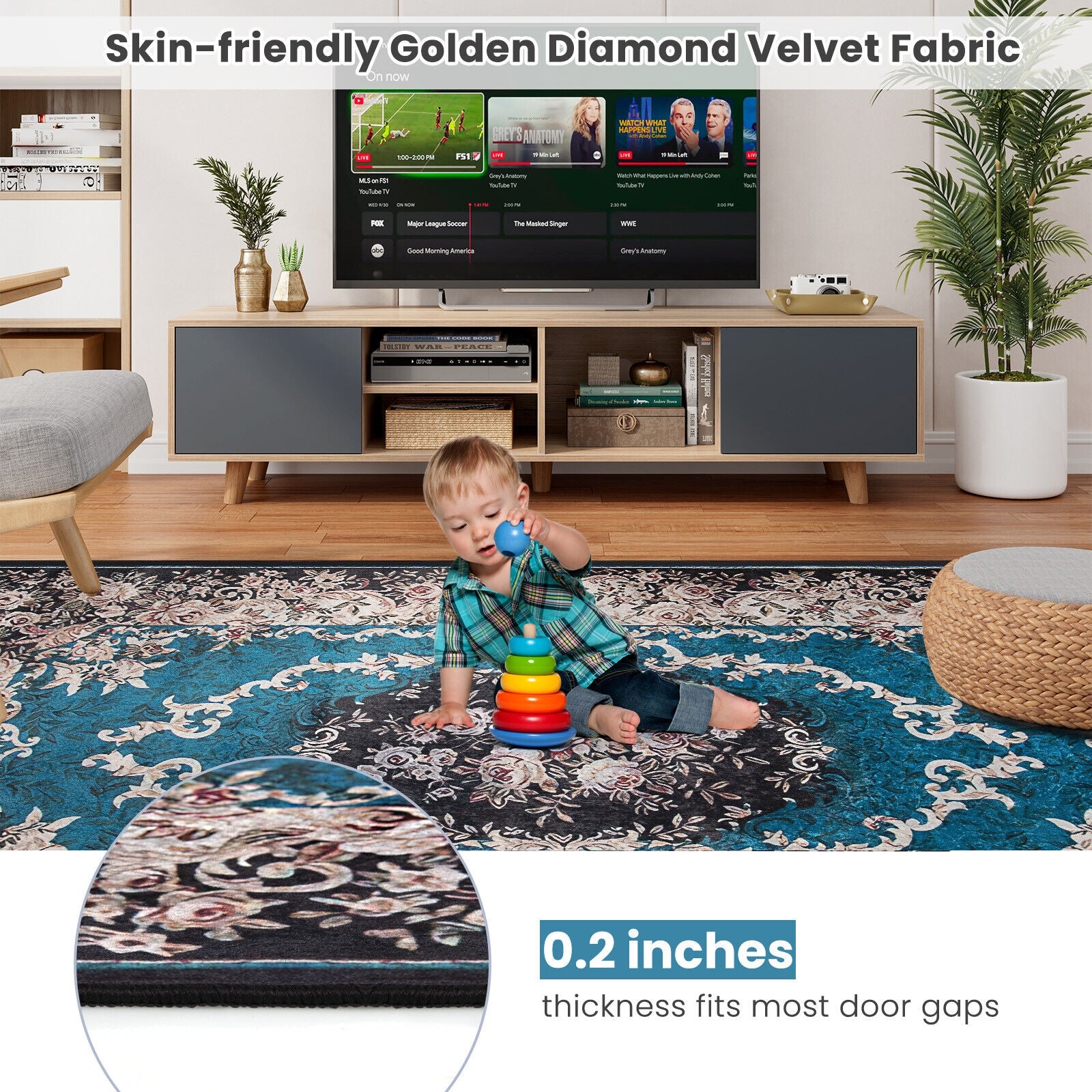 Area Rug with Non-Shedding Surface and Anti-slip Bottom-M, Multicolor Rugs at Gallery Canada