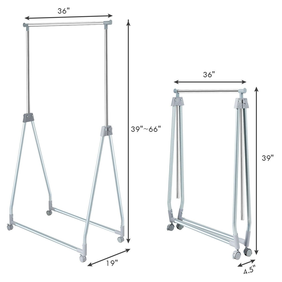 Extendable Foldable Heavy Duty Clothing Rack with Hanging Rod, Silver Clothing & Closet Storage   at Gallery Canada