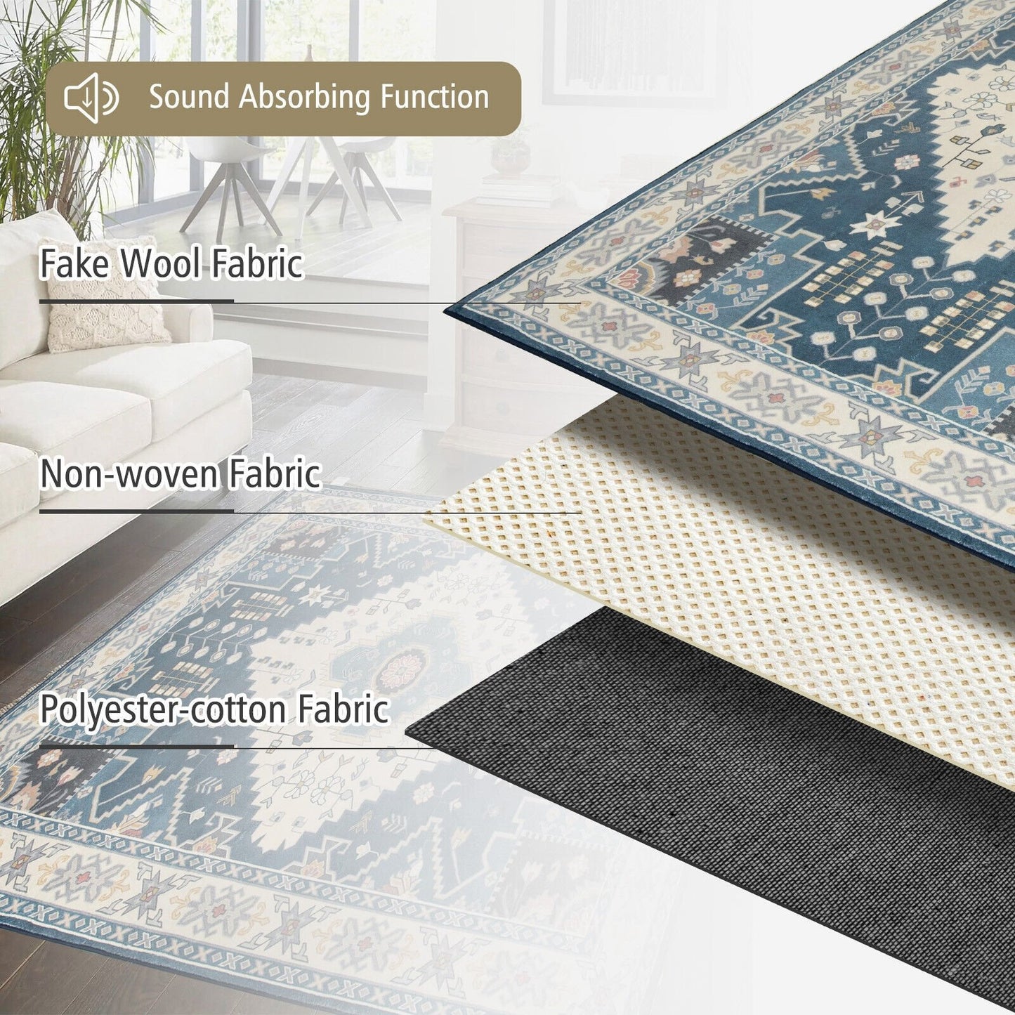 Faux Wool Fabric Area Rugs Doormat-S, Multicolor Rugs   at Gallery Canada