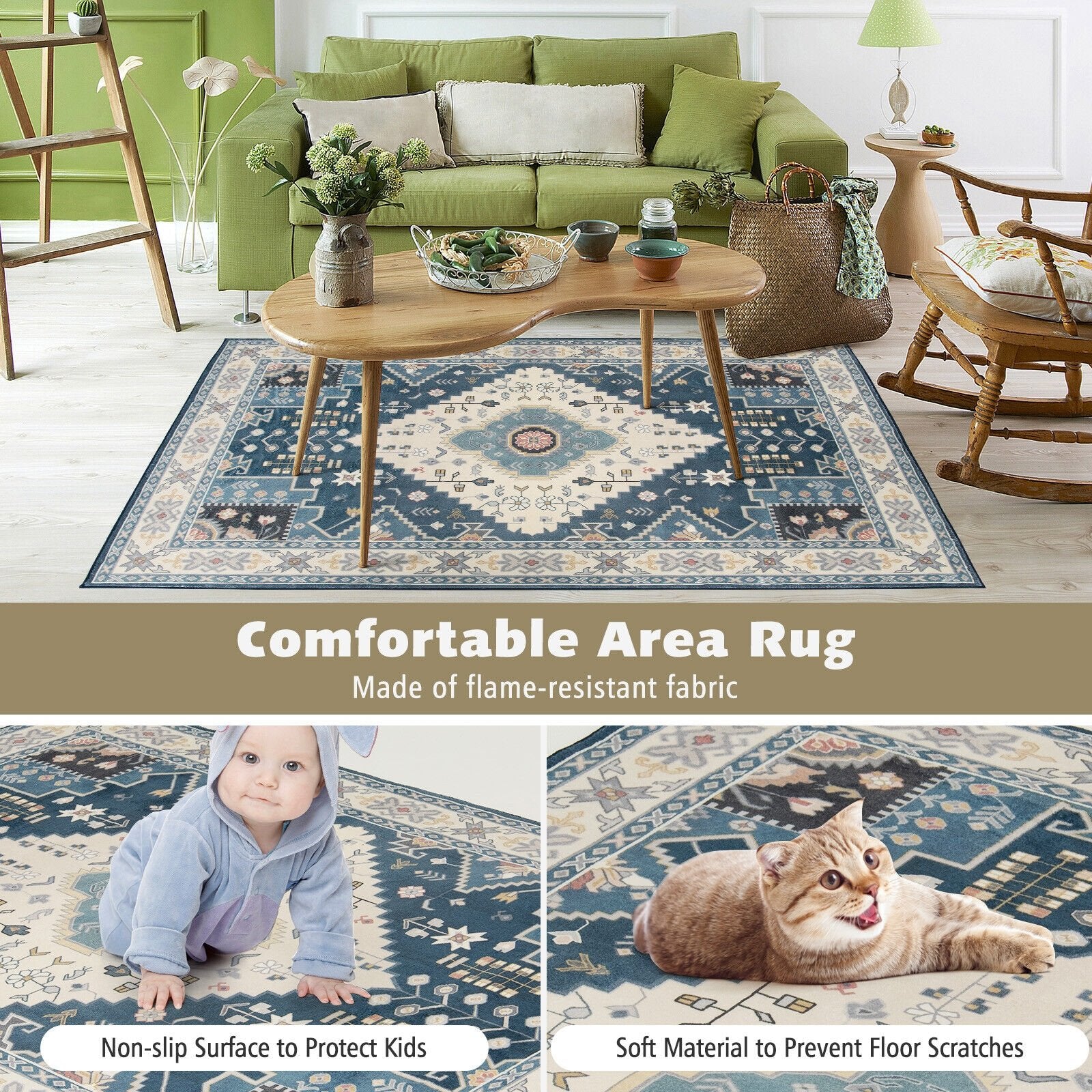 Faux Wool Fabric Area Rugs Doormat-S, Multicolor Rugs   at Gallery Canada