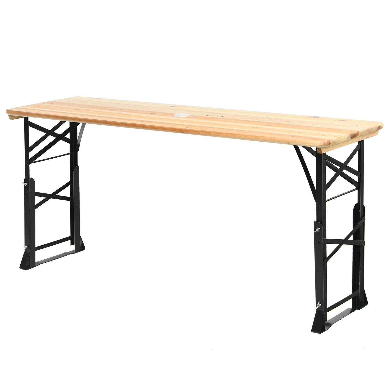 66.5 Inch Outdoor Wood Folding Picnic Table with Adjustable Heights - Gallery Canada
