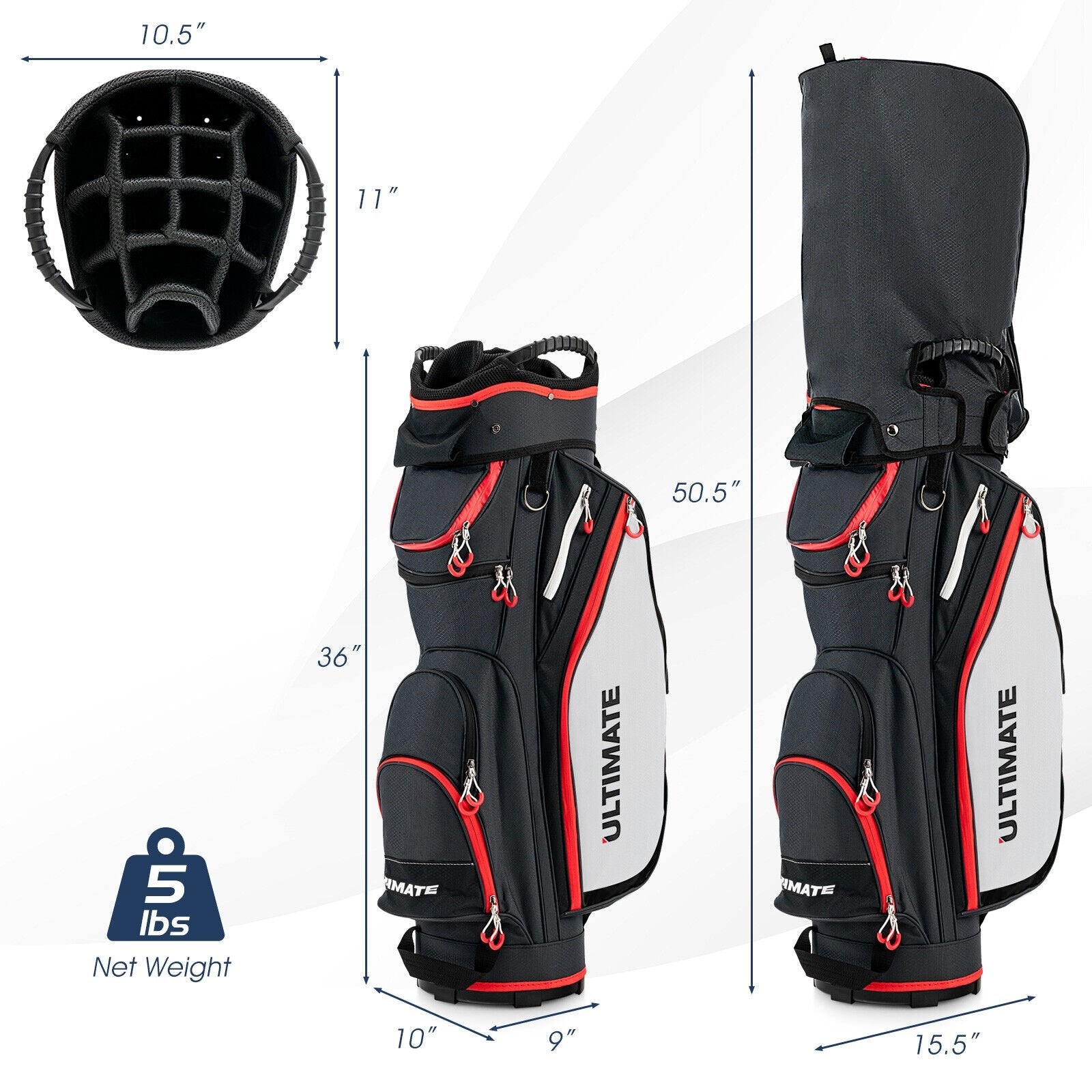 Lightweight and Large Capacity Golf Stand Bag, Black Golf   at Gallery Canada
