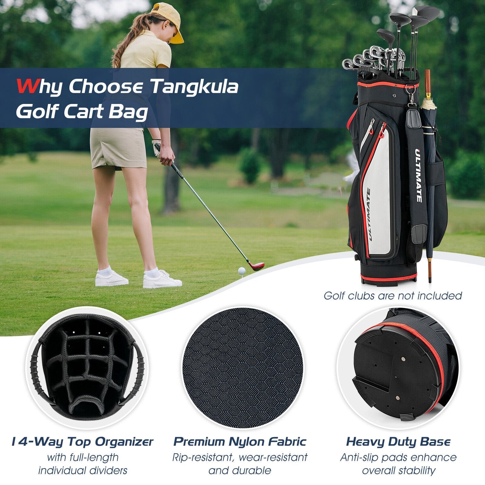 Lightweight and Large Capacity Golf Stand Bag, Black Golf   at Gallery Canada