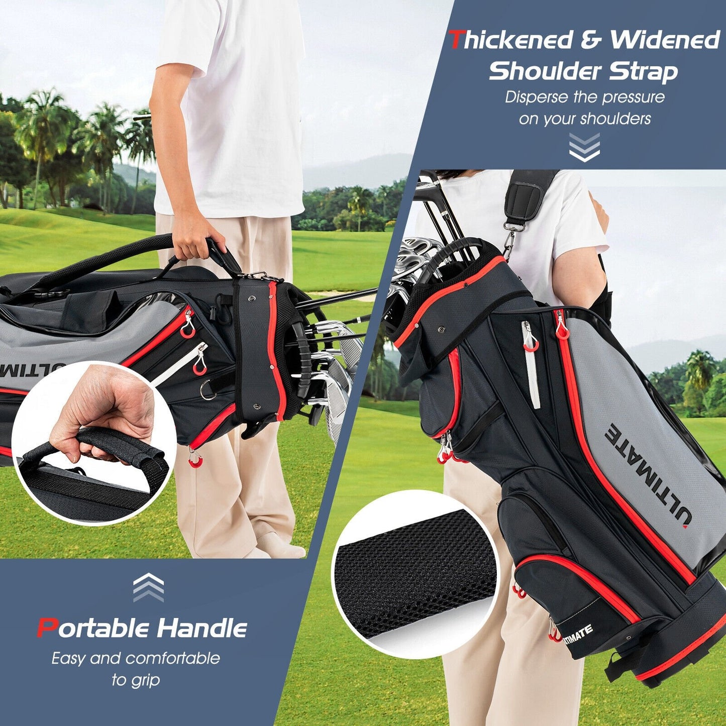 Lightweight and Large Capacity Golf Stand Bag, Black Golf   at Gallery Canada