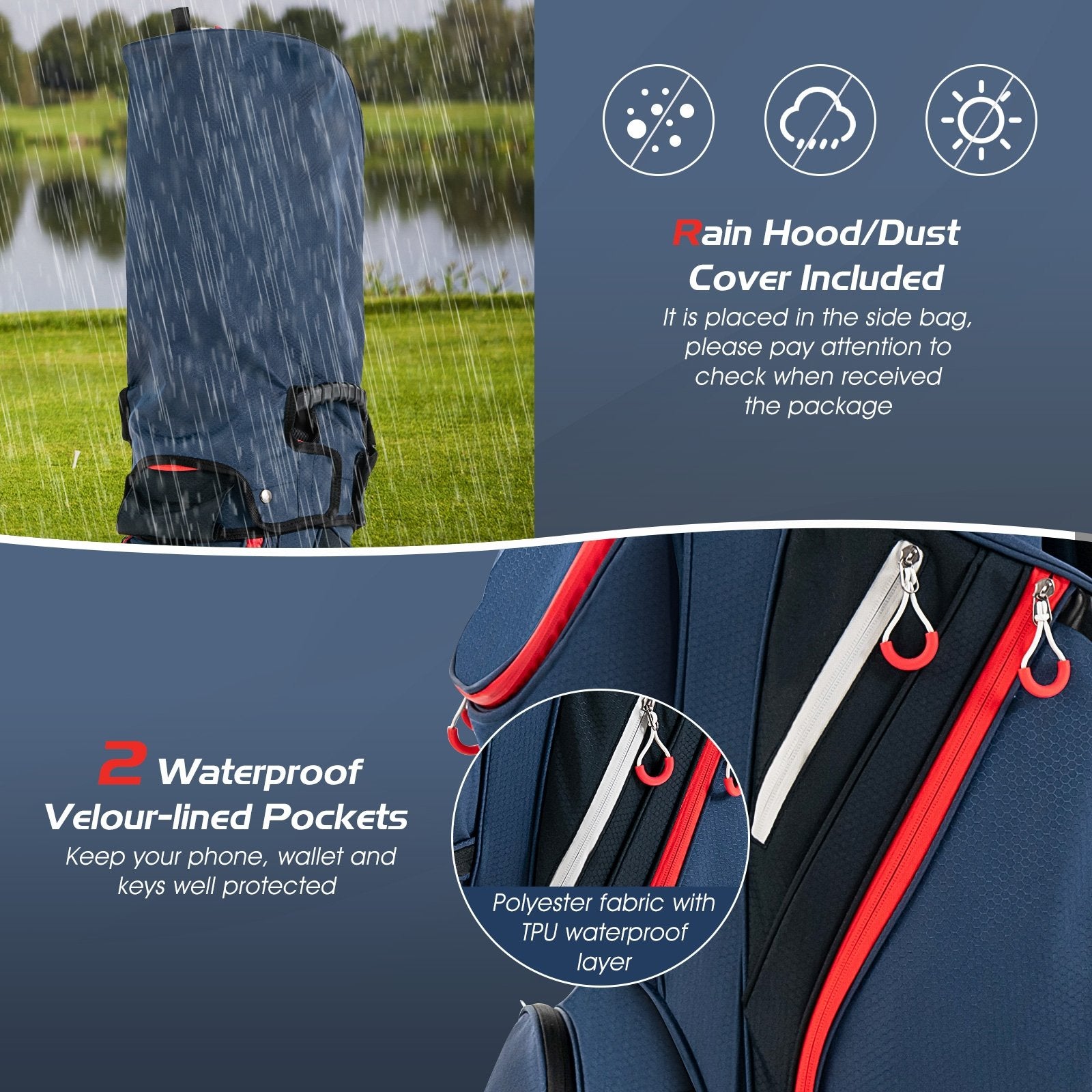 Lightweight and Large Capacity Golf Stand Bag, Navy Golf   at Gallery Canada