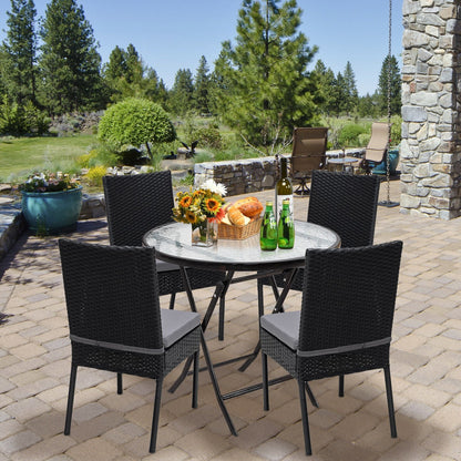 Set of 4 Patio Rattan Wicker Dining Chairs Set with Soft Cushions, Black Patio Dining Chairs   at Gallery Canada