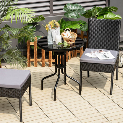 Set of 4 Patio Rattan Wicker Dining Chairs Set with Soft Cushions, Black Patio Dining Chairs   at Gallery Canada