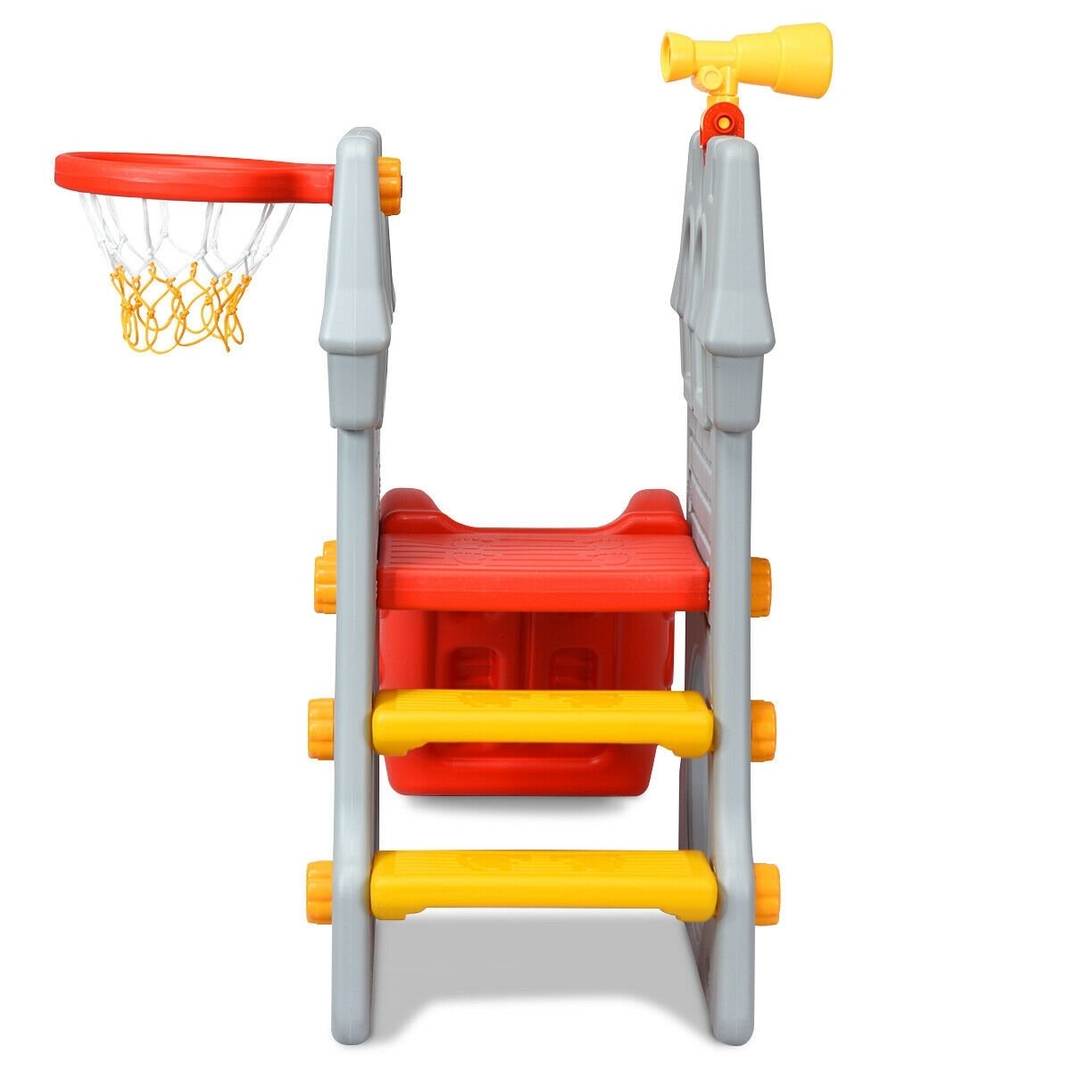 5 in 1 Toddler Climber Slide Playset with Basketball Hoop and Telescope, Multicolor Climbers & Slides   at Gallery Canada