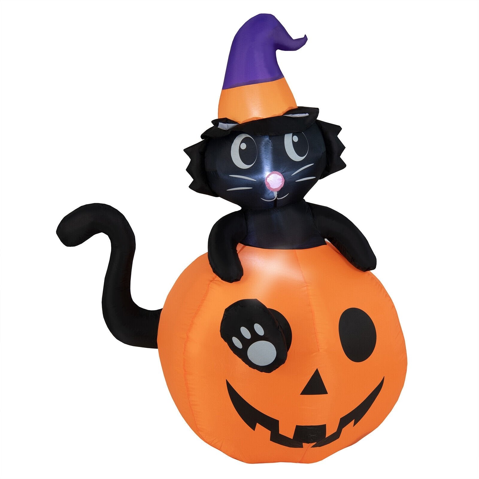 5 Feet Inflatable Halloween Pumpkin with Witch's Black Cat, Multicolor Halloween   at Gallery Canada