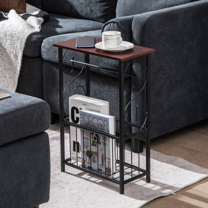 Side Sofa Narrow Table with Removable Paper Holder for Living Room, Brown End & Side Tables   at Gallery Canada