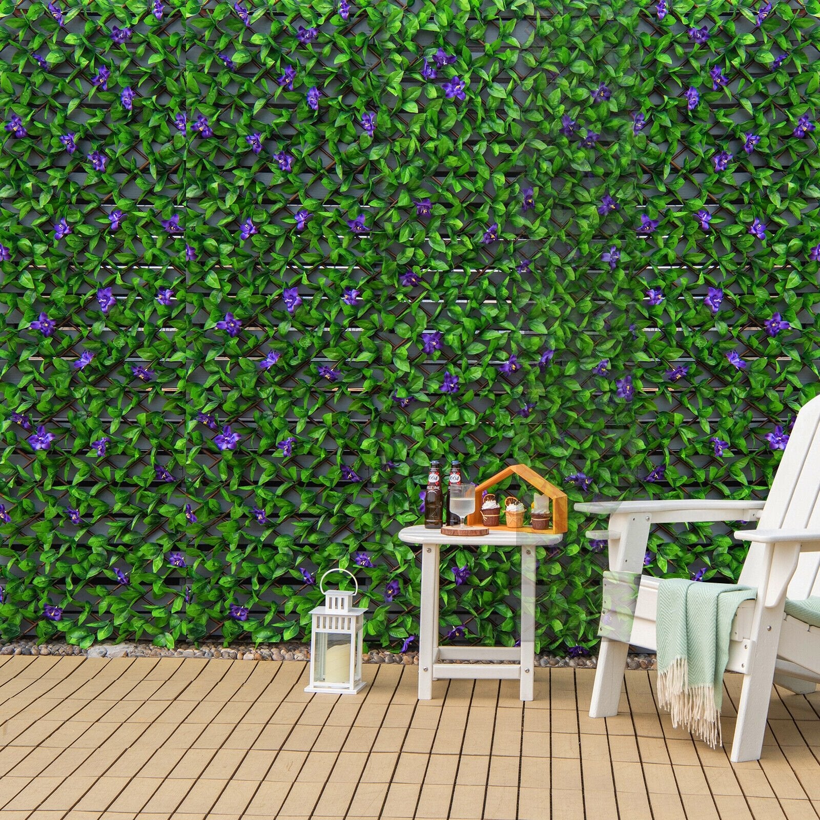 4 Pieces Expandable Faux Ivy Privacy Screen Fence Panel Pack with Flower, Purple Decorative Fencing & Flooring   at Gallery Canada