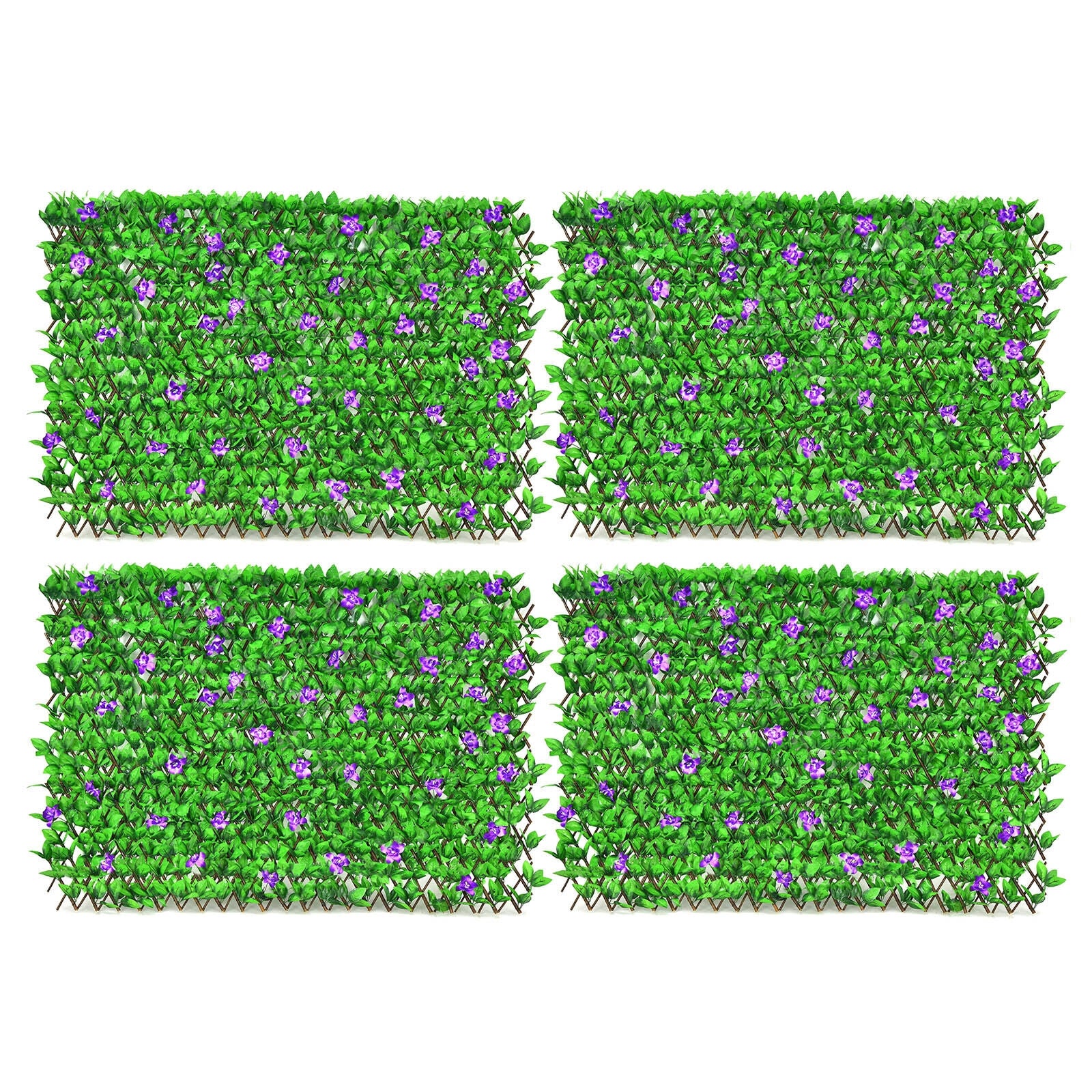 4 Pieces Expandable Faux Ivy Privacy Screen Fence Panel Pack with Flower, Purple Decorative Fencing & Flooring Purple at Gallery Canada