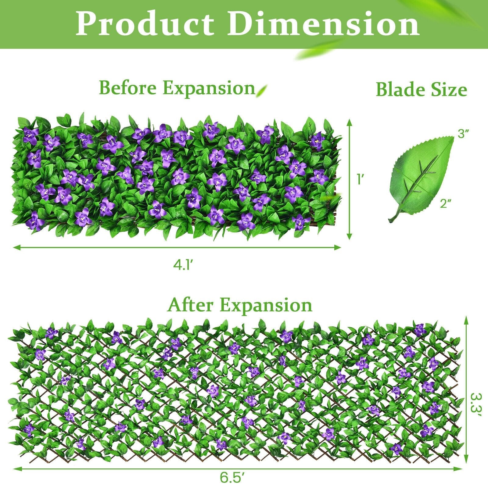 4 Pieces Expandable Faux Ivy Privacy Screen Fence Panel Pack with Flower, Purple Decorative Fencing & Flooring   at Gallery Canada