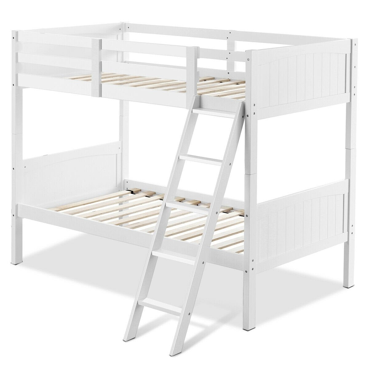 Twin Size Wooden Bunk Beds Convertible 2 Individual Beds, White Bunk Bed Frame   at Gallery Canada