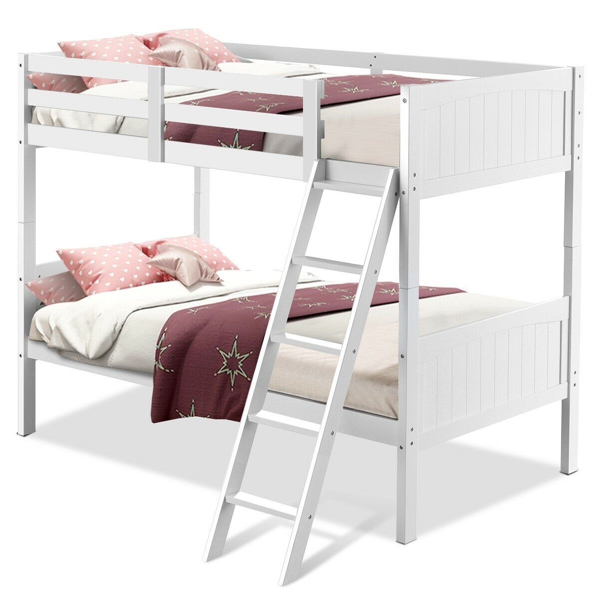 Twin Size Wooden Bunk Beds Convertible 2 Individual Beds, White Bunk Bed Frame   at Gallery Canada